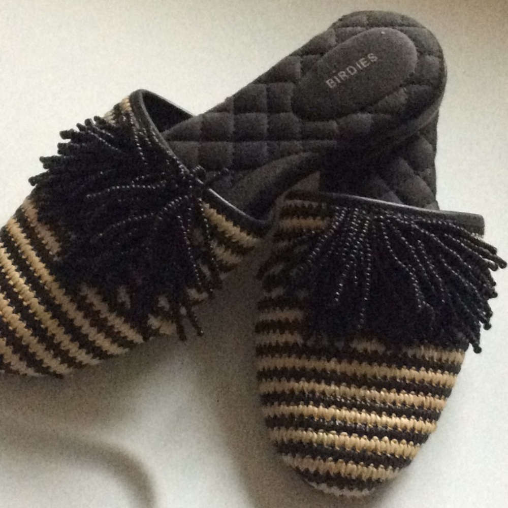 Birdies Black and Gold Striped Mules